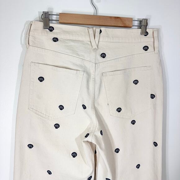 NWT J. Crew Embroidered Slim Wide-Leg Jean | Ecru Seashell | SZ 30 - Picture 6 of 11